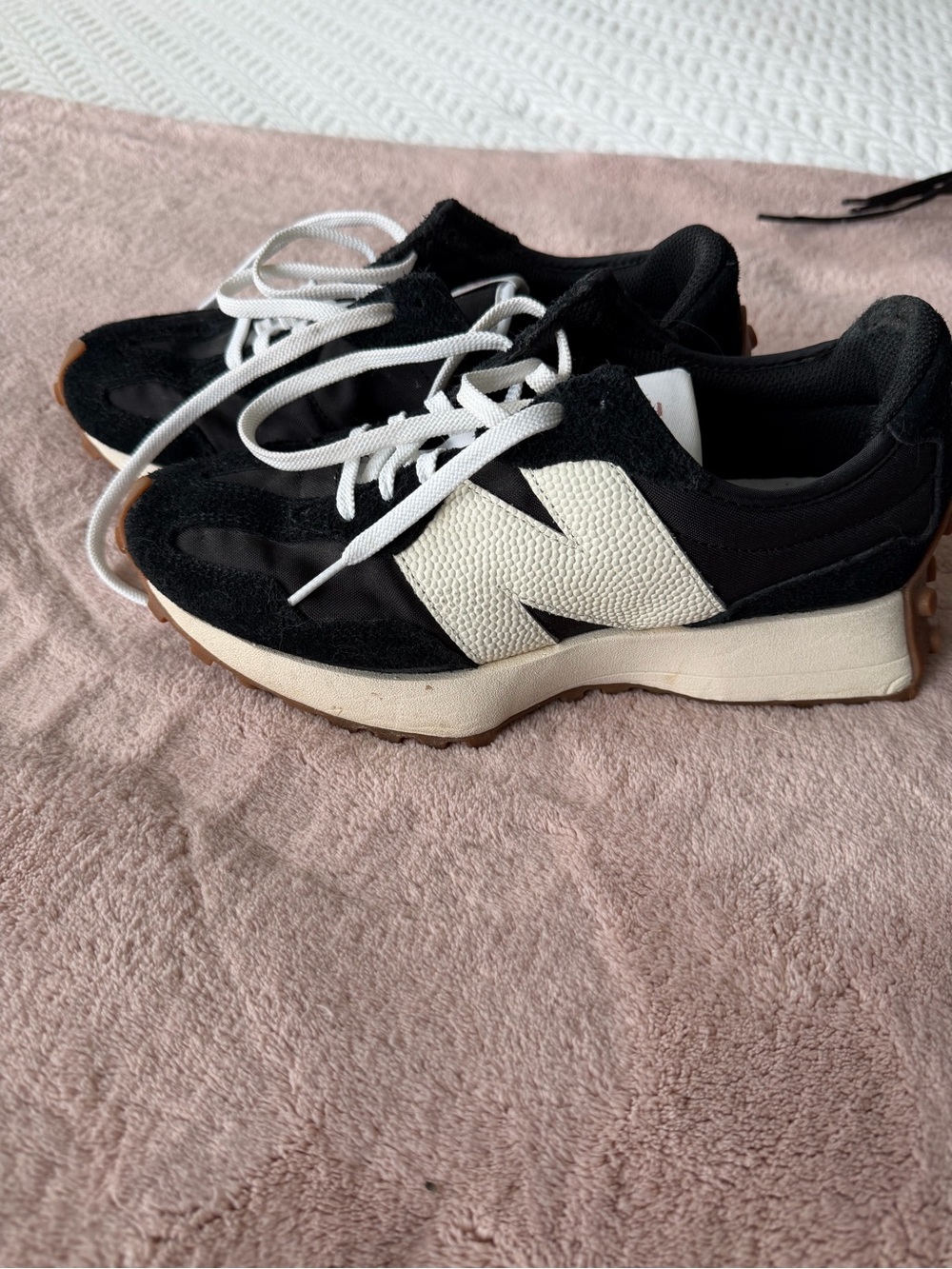 Blane’s Balance 327 Black and White Retro Runner Sneakers